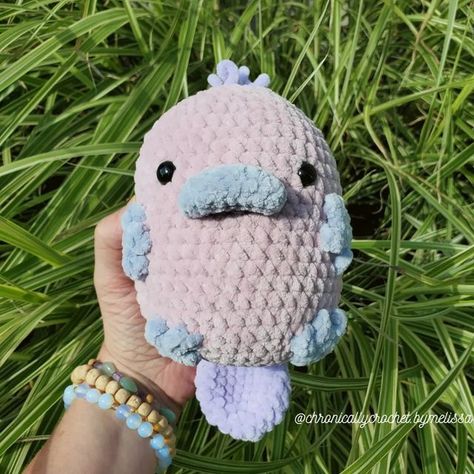 Chronically Knotty on Instagram: "💜💗Meet Petunia💗💜 Quite possibly the cutest platypus ever!! Can't wait to make more in different color combinations! Pattern @gulalipelangi free pattern on @ribblr_it Yarn @premieryarns Parfait Chunky Hook @furlscrochet 5.5mm . . . . . . #freepattern #ribblr #plush #amigurumi #crochetersofinstagram #ilovemyfurls #makeitpremier #spoonie #chronicillness #makingitwork #crochetpattern #womanownedbusiness #handmade #petunia #pastel #platypus #adorable #soft #squis Fluffy Crochet Animals Free Pattern, Fuzzy Amigurumi Patterns, Bulky Yarn Amigurumi, Chunky Crochet Animals, Platypus Crochet Pattern Free, Free Crochet Platypus Pattern, Crochet Amigurumi Platypus, Mini Platypus Crochet Pattern Free, Crochet Patterns Platypus