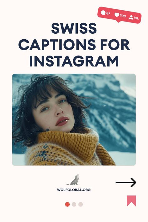 Promotional image for "Swiss Captions for Instagram" with a woman in winter attire.
Checklist with creative Swiss-themed puns and emoji, advertising travel inspiration.
An advertisement featuring a happy woman with a laptop promoting an Instagram engagement service. Switzerland Captions For Instagram, Switzerland Quote, Switzerland Instagram, Famous Song Lyrics, Switzerland Interlaken, Switzerland Bern, Caption For Boys, Sunset Captions, Swiss Travel