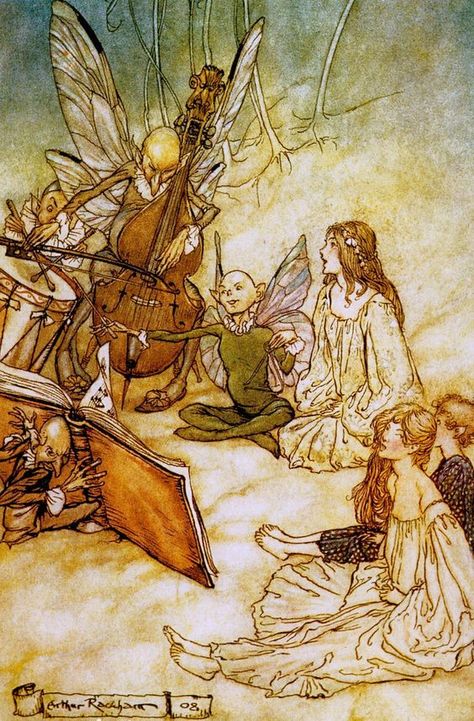 Fairy Music, Arthur Rackham, Fairytale Illustration, Fairy Book, Fairytale Art, Fairy Art, Children's Book Illustration, Grimm, Art Plastique