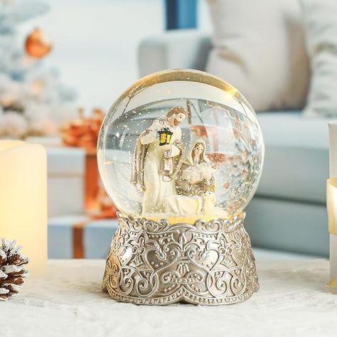 Amazon.com: Vipush Christmas Snow Globe - Holy Family Musical Snow Globe with Color Changing Led Lights, Christmas Decorations with Music Box Gifts for Girls Kids, Decorations for Christmas & Birthday : Home & Kitchen Gold Bath Towels, Winter Snow Globe, Led Lights Christmas, Globe Gift, Snow Globe Christmas, Christmas Snow Globe, Musical Snow Globes, Sweet Decoration, Decorations For Christmas