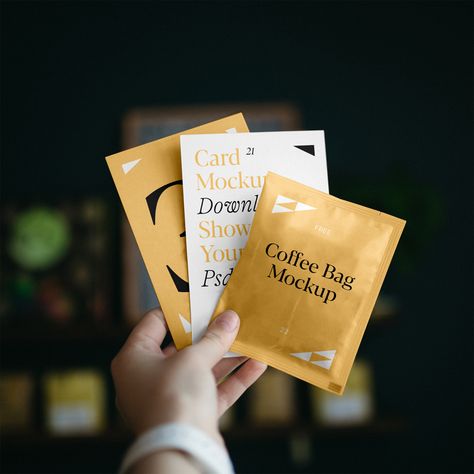 Cards with Coffee Bag Mockup — Mr.Mockup Coffee Bag Mockup, Coffee Mockup, Branding Elements, Free Logo Mockup, Bag Mockup, Logo Mockup, Instant Coffee, Free Logo, Say Hello