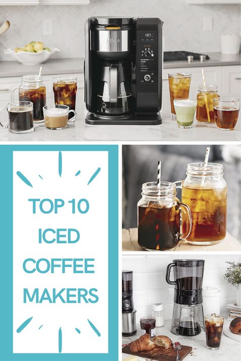 During the warmer months🌞, it is more pleasant than ever to experiment with preparing a variety of coffee drinks 🥤 Iced coffee is especially popular. Here are 10 great coffee makers to help you brew cold coffee👉 #coffee machine #coldcoffee #icedcoffee #coffee #coffeelovers #MilkFrotherTop Ice Coffee Machine, Iced Coffee Machine, The Best Iced Coffee, Ninja Coffee Maker, Best Iced Coffee, Iced Coffee Maker, Ninja Coffee, Best Coffee Maker, Automatic Coffee Machine