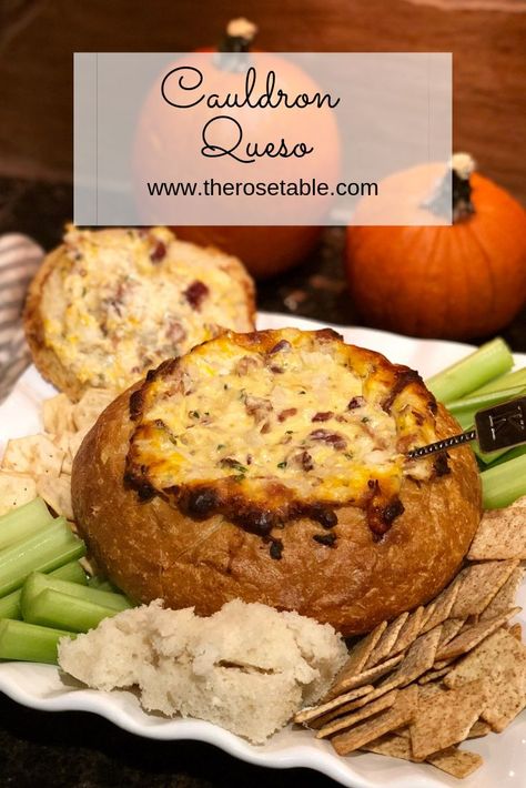 Cheesy, amazing bacon dip serve in a bread bowl - perfect for your Halloween party! #cauldron #halloween #cheesedip Halloween Party Recipes, Bread Bowl Dip, Whole30 Recipes Lunch, Cheesy Bacon Dip, Avocado Recipes Easy, Halloween Potluck, Best Halloween Party, Avocado Recipes Breakfast, Kids' Party Food