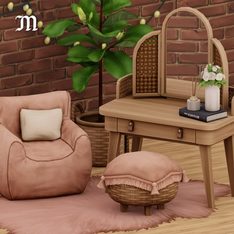 Vanity Nook | myshunosun on Patreon The Sims 4 Pack, Vanity Nook, Vanity Table Vintage, Mods Sims 4, Die Sims 4, Mod Furniture, Sims 4 Bedroom, Free Sims 4, The Sims 4 Packs