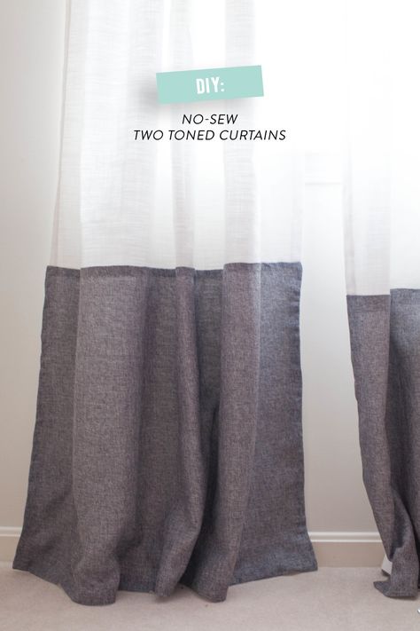 DIY No-Sew Two Tone Curtains  Read more - http://www.stylemepretty.com/living/2014/03/18/diy-no-sew-two-tone-curtains/ Dream Status, Two Tone Curtains, Sewing Curtains, Curtains And Draperies, No Sew Curtains, Drop Cloth Curtains, Rustic Curtains, Cafe Curtains, Curtain Ideas