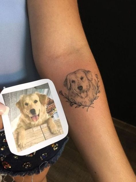 Dog Forearm Tattoo, Golden Retriever Tattoo, Tattoos For Dog Lovers, Dog Memorial Tattoos, Pawprint Tattoo, Paw Tattoo, 4 Tattoo, Geniale Tattoos, Memorial Tattoos