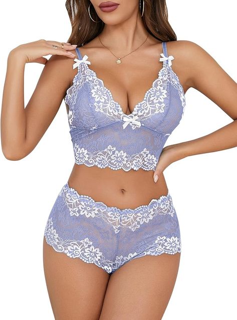 Amazon.com: Lilosy Sexy Women Lace Pajamas Lingerie Set High Waist Sheer Sleepwear See Through Nightwear Bow Ties Cami Shorts Bra and Panty 2 Piece Floral Yellow Medium: Clothing, Shoes & Jewelry Cheap Short Length Blue Intimates, Cheap Blue Intimates, Sheer Blue Camisole Sleepwear, Blue Sleepwear With Built-in Bra For Summer, Lace Pajamas, Cheap Blue Lace Intimates, Short Bra, Lingerie Sleepwear, Women Lace