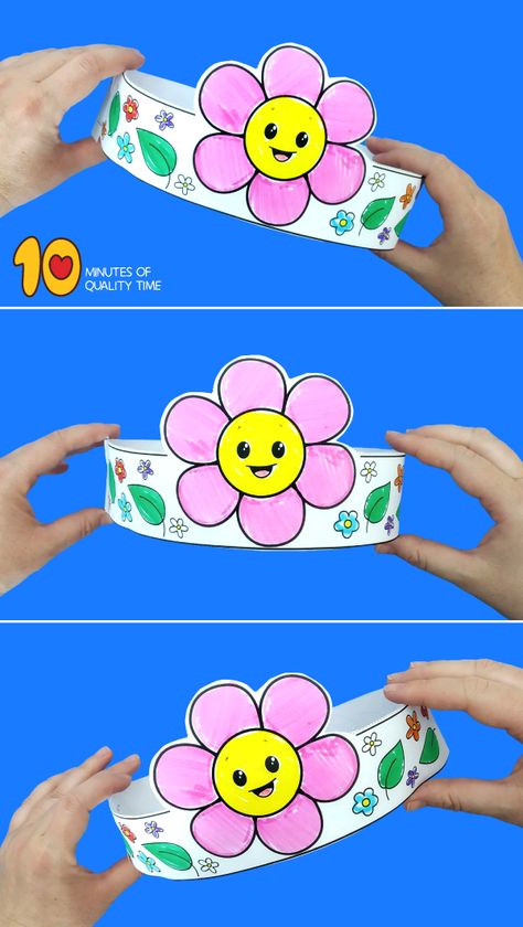 flower crown craft for preschoolers Flower Crown Craft, Spring Crown, Paper Flower Crown, Craft For Preschoolers, Spring Headband, School Board Decoration, Headband Crafts, Crown For Kids, Paper Crown