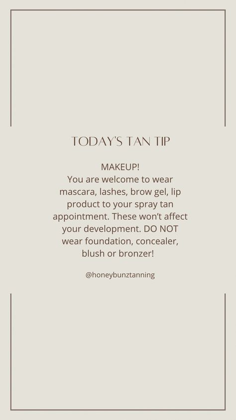 Tan Tip Tuesday, Spray Tan Marketing Social Media, Tanning Room Decor, Bronzed Brunette, Spray Tan Business Marketing, Spray Tan Studio, Mobile Spray Tanning Business, Spray Tan Room, Spray Tan Marketing