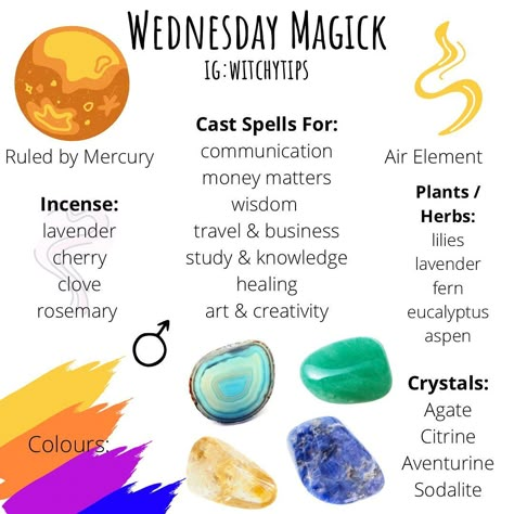 Wednesday Magick Rituals, Witchy Monday, Witch Weekly Schedule, Wednesday Magickal Correspondences, Wednesday Witchcraft, Wednesday Rituals, Wednesday Correspondences, Wednesday Spells, Wednesday Magick