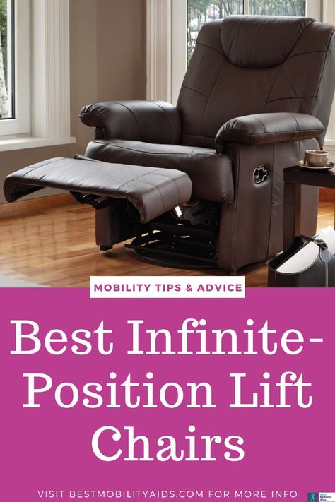 Infinite-position lift chairs make an excellent choice for people who need to sit for long periods. Learn all about infinite-position powered lift chairs in this guide. #Seniors #Chairs #SeniorLiving Lift Chair Recliners, Lift Recliners, Mobility Aids, Long Periods, Senior Living, Recliner Chair, Recliner, Lounge Chair, Living Room