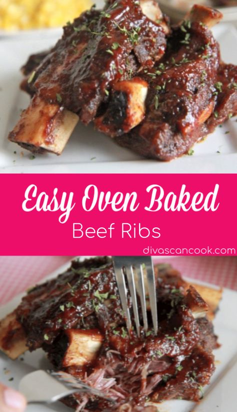 Beef Ribs In Oven, Oven Baked Beef Ribs, Short Rib Recipes Oven, Baked Beef Ribs, Ribs Recipe Oven, Bbq Beef Ribs, Baked Bbq Ribs, Beef Back Ribs, Oven Baked Ribs