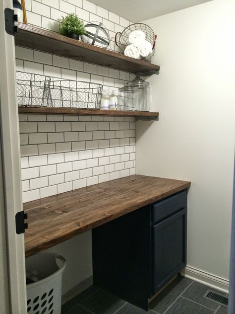 Folding Station, Laundry Folding Tables, Laundry Room Tables, Room Tiles Design, Laundry Room Folding Table, Laundry Room Tile, Small Laundry Room Organization, Room Storage Diy, Laundry Room Renovation