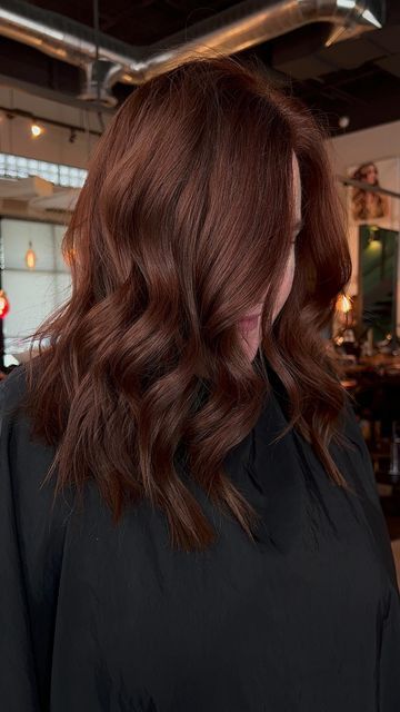 Chocolate Brown Hair With Red Lowlights, Red To Brunette, Dyed Auburn Hair Reddish Brown, Medium Brown Reddish Hair, Red Tinged Brown Hair, Deep Burgundy Hair Color Chocolate Cherry Dark Brown, Auburn Hait, Red Brown, Light Radiant Auburn Hair