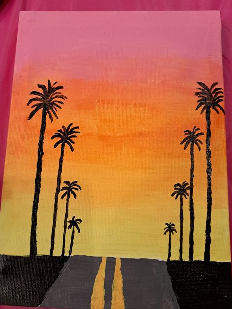 Sunset Painting Beginner, Easy Paintings Summer, Simple Sunset Paintings For Beginners, Drawings Of Sunsets, Drawing Ideas Easy Sunset, Easy Sunsets To Paint, Easy Summer Acrylic Painting Ideas, Easy Summer Paintings On Canvas Simple, Pretty Sunset Paintings Easy