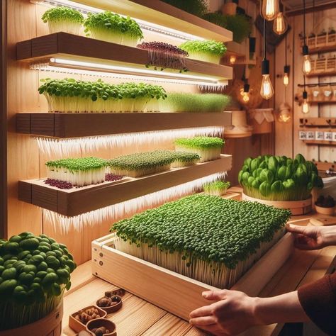 Growing Your Own Microgreens: A Beginner’s Guide to Indoor Microgreen Gardening... #diy #selfreliance #selfsufficiency More at https://kampcircle.com Microgreens Aesthetic, Growing Microgreens Indoors, Microgreens Growing Indoor, Microgreens Benefits, Microgreen Business, Microgreens Garden, Aquaponics Greenhouse, Indoor Farming, Micro Greens