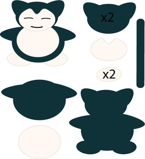 Snorlax Pattern, Snorlax Pokemon, Felt Toys Patterns, Pokemon Pattern, Pokemon Craft, Pokemon Birthday Party, Felt Crafts Patterns, Cute Sewing Projects, Plushie Patterns