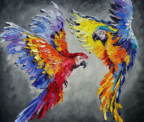 Ara Parrot, Love Parrots, Bird Paintings On Canvas, Parrot Painting, Parrots Art, Bird Artwork, Parrot Bird, Diamond Embroidery, Arte Animal