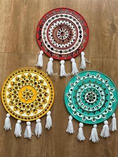 Circle Mdf Board Painting Ideas, Mirror Artwork Ideas, Lippan Art Dream Catcher, Mini Lippan Art Circle, Lippan Art Small Circle, Small Mdf Board Painting Ideas, Lippan Art Designs Circle, Lippan Art Circle Design, Craft Aesthetic Ideas