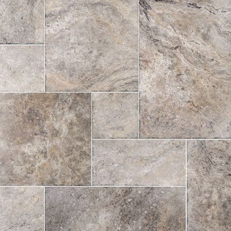 Found it at Wayfair - French Pattern Random Sized Stone  Tile in Silver Chiseled Brushed Travertine Mosaic Tiles, French Pattern, Emser Tile, Travertine Floors, Stone Mosaic Tile, Tile Stores, Stone Tile, Floor Patterns, Flooring Ideas