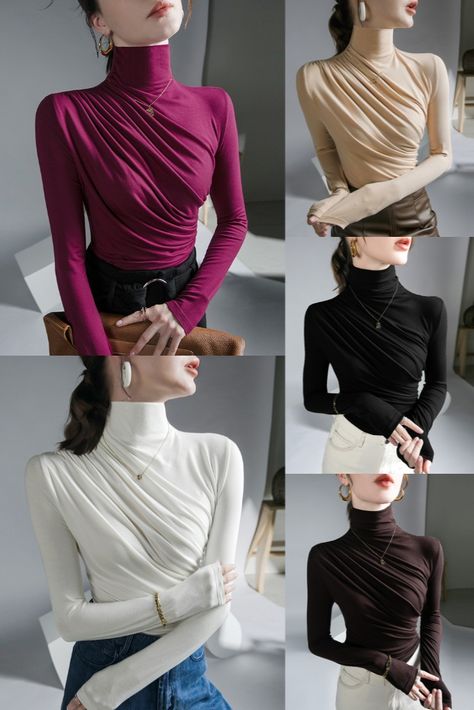 Women Turtle Neck T-Shirt Office Blouse Multi Color Top Turtle Neck Blouse Formal Shirt Turtle Neck Blouse, Office Blouse, Formal Shirt, Formal Shirts, Neck T Shirt, Blouses For Women, Multi Color, Turtle Neck, Blouses