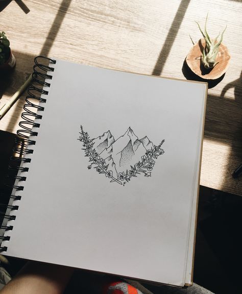 Dreamland Tattoo, Alaskan Flowers, Berg Tattoo, Tattoo Mountain, Flowers Mountain, Graphic Design Tattoos, Mountain Tattoo Design, Small Tattoos Simple, Tattoos Geometric