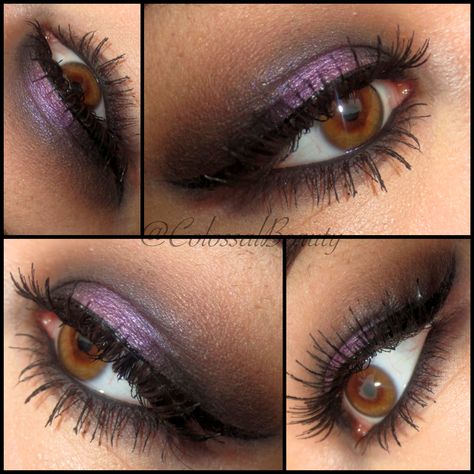 Dark Purple And Silver Eye Makeup, Y2k Purple Eyeshadow, Black Purple Eye Makeup, Purple Metallic Eyeshadow, Purple Grunge Eyeshadow, Black Purple Eyeshadow, Halloween Witch Makeup Ideas Purple, Black And Purple Smokey Eye, Purple Smokey Eye Makeup Black Women