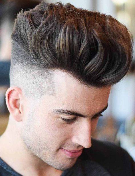 High Volume Undercut - For guys who want a lot of volume and texture, this undercut delivers. This is best for guys with thick hair, since thick hair really brings out the fullness of this style. Best Undercut Hairstyles, The Undercut, Undercut Hairstyle, Undercut Fade, Undercut Styles, Undercut Men, Long Hair On Top, Undercut Pompadour, Disconnected Undercut