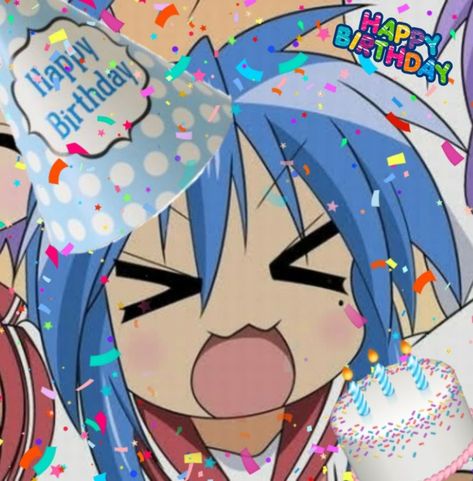 Birthday Pfp, Konata Izumi, Happy Birthday Icons, Happy Birthday Friends, Birthday Icon, 2013 Swag Era, Star Banner, Today Is My Birthday, Anime Cover Photo