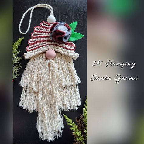 HouseInThePinesCo - Etsy Macrame Santa, Macrame Gnome, Christmas Tier Tray, Christmas Macrame, Farmhouse Gnome, Santa Decor, Santa Gnome, Gnome Gift, Santa Decorations