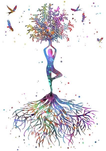 I talk about grounding and clearing your energy field often in my yoga sessions, retreats and in one –to –one energy healing consultation. Learning to ground myself has been a tremendous help for my… Yoga Inspiration Art, Yoga Tree Pose, Yoga Tree, Yoga Illustration, Chakra Art, Watercolor Tree, Yoga Art, Graffiti Artist, Spiritual Art