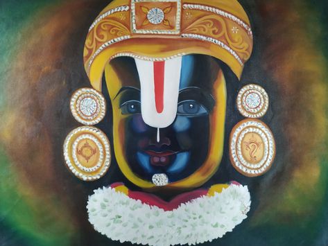 Mahavishnu Painting, Venkateshwara Swamy, God Painting, Bird Painting Acrylic, Venkateswara Swamy, Boho Art Drawings, Lord Balaji, Handmade Paintings, Pichwai Paintings