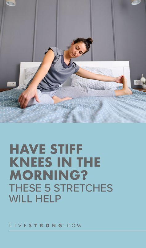 Stretches For Stiff Knees, Knee Exercises In Bed, Leg Stretches In Bed, Stretches For Knees, Stiff Knee, Knee Pain Stretches, Knee Pain Remedy, Back Relief, Knee Stretches