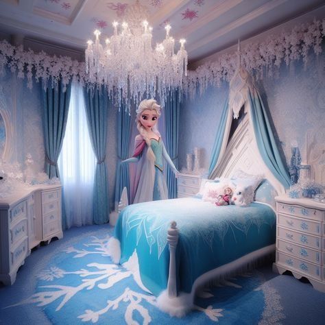 Barbie Playhouse, Elsa Room, Disney Frozen Bedroom, 28th Birthday Ideas, Daughter Room, Frozen Bedroom, Fairytale Bedroom, Frozen Room, Princess Bedrooms