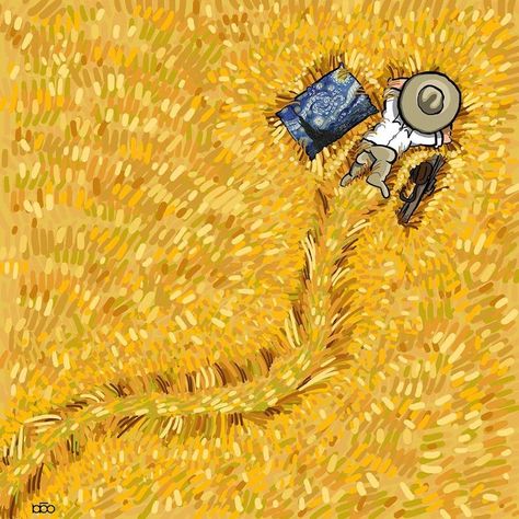 Cartoonist Illustrates the Life of Vincent van Gogh in Colorful Comic Alireza Karimi, Loving Vincent, فنسنت فان جوخ, Vincent Van Gogh Art, Vincent Van Gogh Paintings, Arte Van Gogh, Wheat Field, Van Gogh Paintings, Van Gogh Art