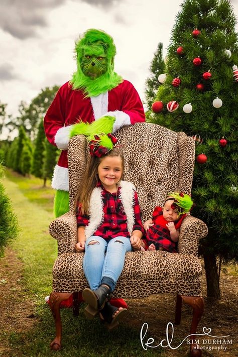 Photographer Stages Grinch-Themed Photo Shoot | POPSUGAR Family Grinch Pictures, Holiday Photo Shoot, Funny Christmas Photos, Baby Christmas Photos, Christmas Photo Props, Holiday Photoshoot, Family Christmas Pictures, Santa Photos, Christmas Shoot