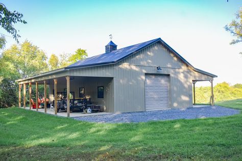 30x40 Pole Barn Garage, Pole Barn With Porch, Garage Building Ideas, 30x40 Pole Barn, Garage Blueprints, Pole Building Garage, Pole Barn Shop, Building Garage, Hobby Garage