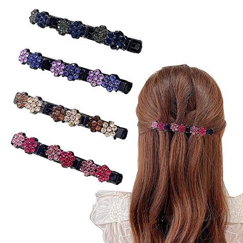 Braided Hair Clips, Rhinestone Fabric, Flower Braids, Curling Iron Hairstyles, Hair Clips For Women, Rhinestone Hair Clip, Fulani Braids, Braided Hair, Crystal Hair