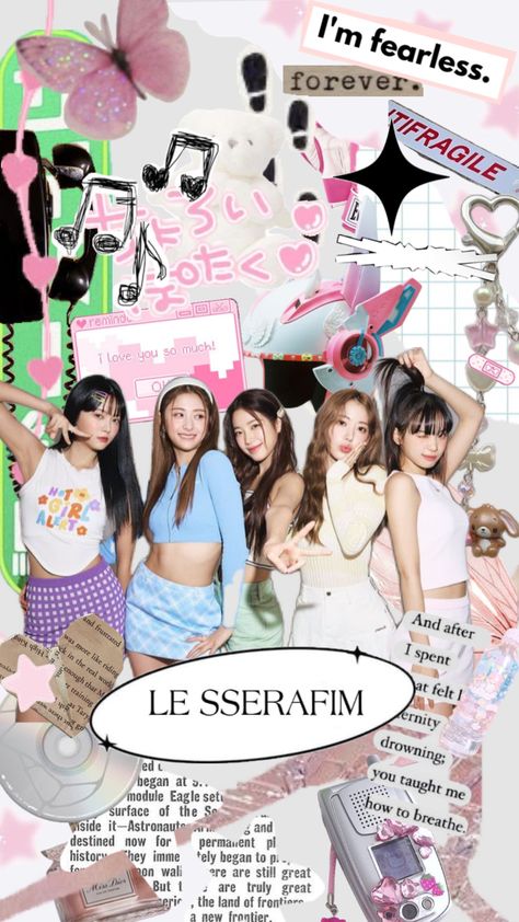 #lesserafim #chaewon #sakura #kazuha #eunchae #yunjin #y2k #fun Girlies Wallpaper, K Pop Wallpaper Le Sserafim, Le Sserafim Scrapbook, Kpop Wallpaper Le Sserafim, Le Sserafim Collage Wallpaper, Kpop Posters Le Sserafim, Kpop Scrapbook, Le Sserafim Poster Edit, Sakura Kazuha