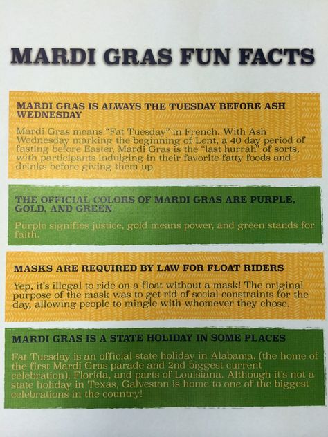 Mardi Gras Trivia, Mardi Gras Facts, Mardi Gras Party Food, Teen Birthday Party Games, Mardi Gras Activities, Mardi Grad, Mardi Gras Party Decorations, Madi Gras, Mardi Gras Centerpieces