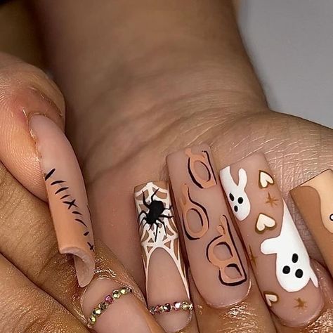 Angela Vazquez on Instagram: "How I loveeee spooky season 🫶🏼 which is why I’m having a giveaway so you have a chance to win a FREE SPOOKY SET 🎃🕸️ Check my pinned post for more details 💅🏼         #nails #nailart #acrylicnails #nailsofinstagram #nailsoftheday #houston #htxnailtech #frenchtipnails  #nails2inspire #nailsdid #frenchtips #naildbyangela #nailtech #nailandblinks #nailreel#laportetx #nailinspo #2cutenails #2024 #laportenailtech #nailtech  #houstonnailtech #fallnails  #longnails #nail design #nails #houstontxnails #beautifulnails #nailart #marblenails l" Cowboy Halloween Nails, Cowboy Halloween, Pinned Post, Celebrity Nails, Design Nails, Marble Nails, French Tip Nails, Rhinestone Nails, Nails Nailart