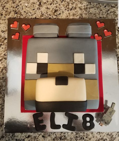 Minecraft Wolf Cake, Wolf Cake Ideas, Wolf Cake, Minecraft Wolf, Minecraft Dogs, Minecraft Birthday Party, Minecraft Cake, Minecraft Birthday, Dog Cake