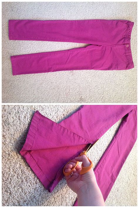 Upcycled Pants to Skirt Basic Sewing Tutorial Free Tutorial Thrifty Girl Women DIY Skirt Project Pants To Skirt, Upcycle Pants, Upcycled Pants, Rock Tutorial, How To Make A Skirt, Clothes Upcycle, Diy Pants, Diy Clothes Refashion, Pants Sewing