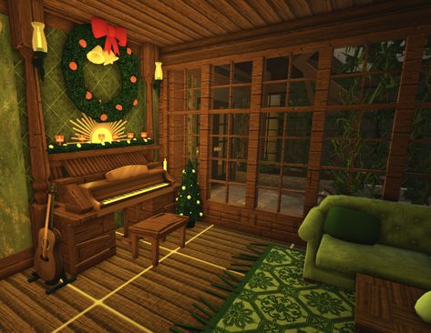 Bloxburg House Layouts Outside, Bloxburg Cozy Christmas House, Vintage Bloxburg House Interior, Bloxburg Bedroom Vintage, Bloxburg Orphanage Ideas, Cottagecore Living Room Bloxburg, Bloxburg House Ideas Exterior Vintage, Bloxburg Vintage House Ideas, Hippie Bloxburg House