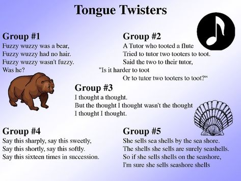 annies home: International Tongue Twister Day Chakra Workshop, Tongue Twisters In English, English Is Fun, Funny Tongue Twisters, Tongue Twisters For Kids, Tongue Thrust, Speech Lessons, Learning Grammar, Teaching Drama