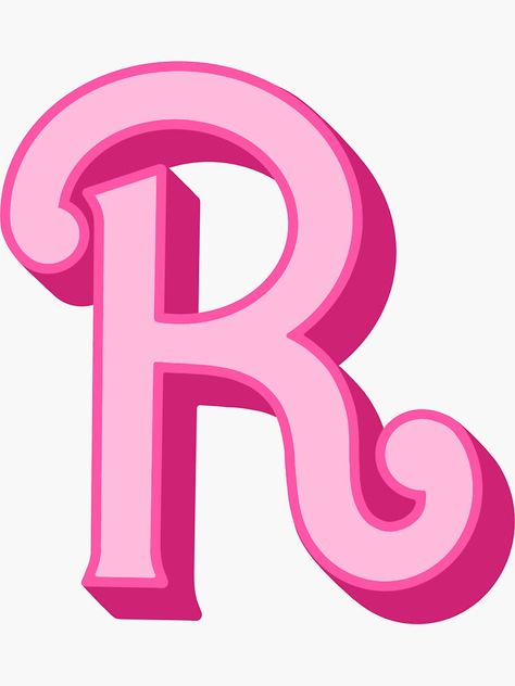 Barbie Alphabet Letters, Barbie Font Letters, Barbie Letters, Princess Letters, R Sticker, Sticker Drawing, Barbie Party Decorations, Initial R, The Letter R