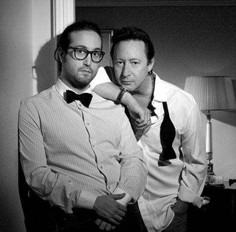 This picture of Sean and Julian Lennon could work as a rock album cover. John Lennon Son, Sean Ono Lennon, Beatles Kids, Rock Album Cover, John Lennon Quotes, John Lennon Yoko Ono, Sean Lennon, Rock Album Covers, Beatles Love