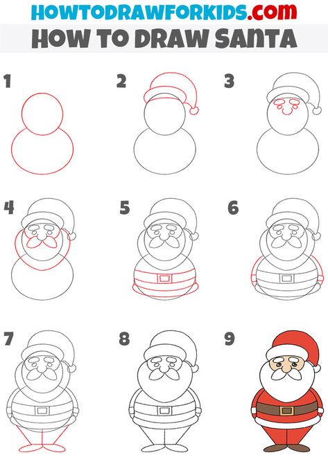 How to Draw Santa - Easy Drawing Tutorial For Kids Santa Drawings Easy, Santa Claus Drawing Easy Step By Step, How To Draw Santa For Kids, How To Draw A Santa Claus, Easy Santa Drawing For Kids, How To Draw Santa Claus Step By Step, How To Draw Santa Claus, Draw Santa Easy, Simple Santa Drawing