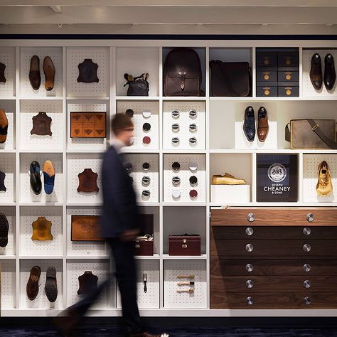 CK Designs New Retail Concept for Joseph Cheaney's Jermyn Street Flagship Store Shoe Store Design, Suit Stores, Custom Shoes Diy, Store Window Displays, Window Display Design, Gentlemans Club, Retail Concepts, Leather Store, Leather Workshop