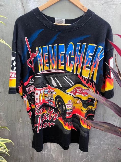 NASCAR Joe Nemechek NASCAR AOP shirt | Grailed Nascar Outfit, Basketball Shirt Designs, Vintage Shirt Design, Nascar Shirts, Nascar T Shirts, Fayetteville Arkansas, Men's Tops, Locker Room, Tshirt Outfits